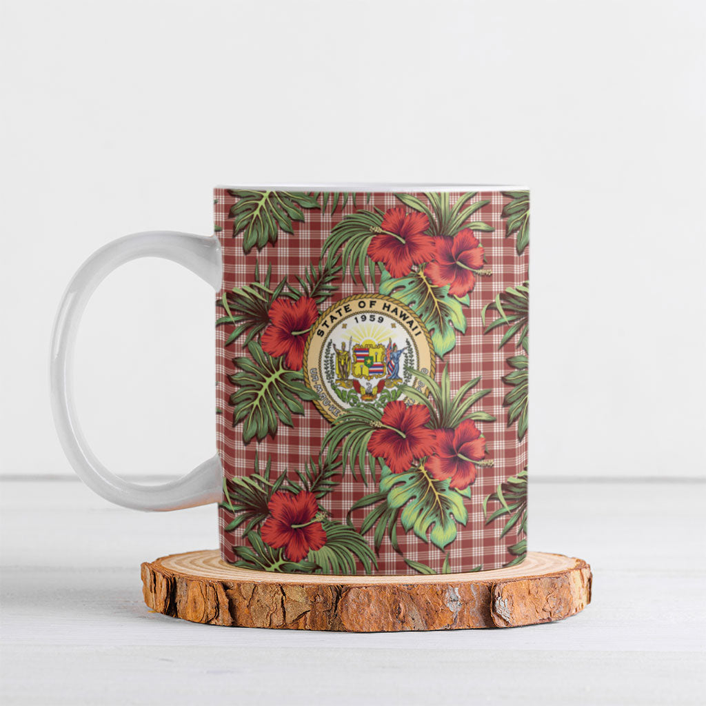 Vintage Hawaii Hibiscus Palaka Ceramic Mug Red Color