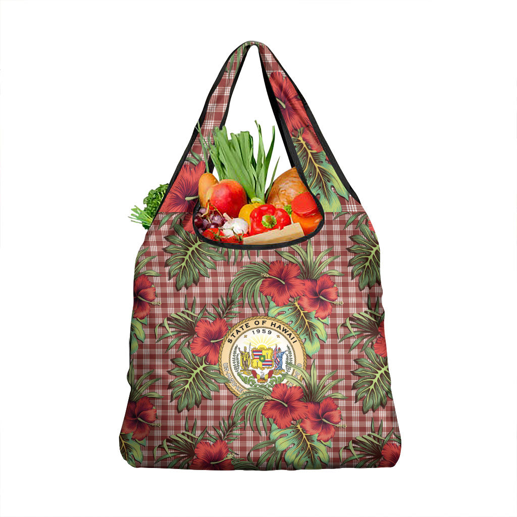 Vintage Hawaii Hibiscus Palaka Grocery Bag Red Color
