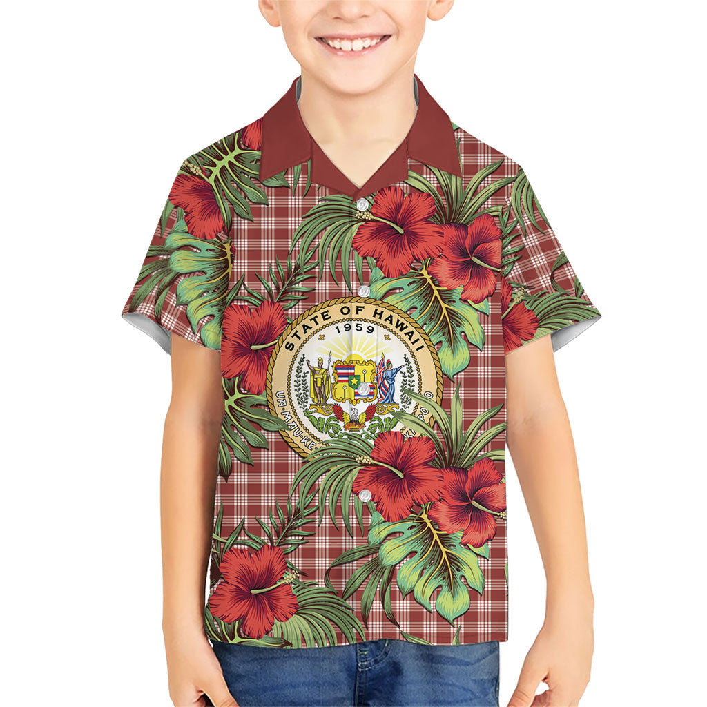 Vintage Hawaii Hibiscus Palaka Kid Hawaiian Shirt Red Color LT19 Kid Red - Polynesian Pride