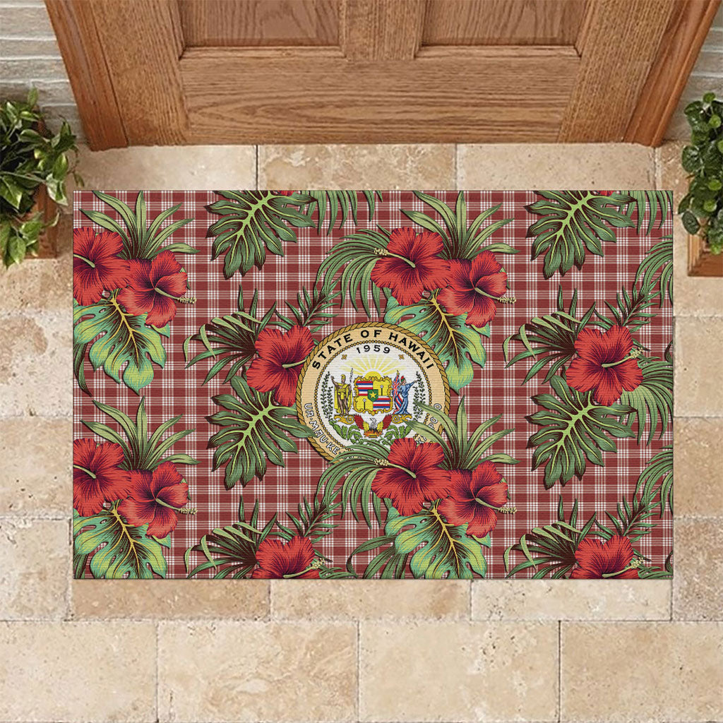 Vintage Hawaii Hibiscus Palaka Rubber Doormat Red Color LT19 Red - Polynesian Pride
