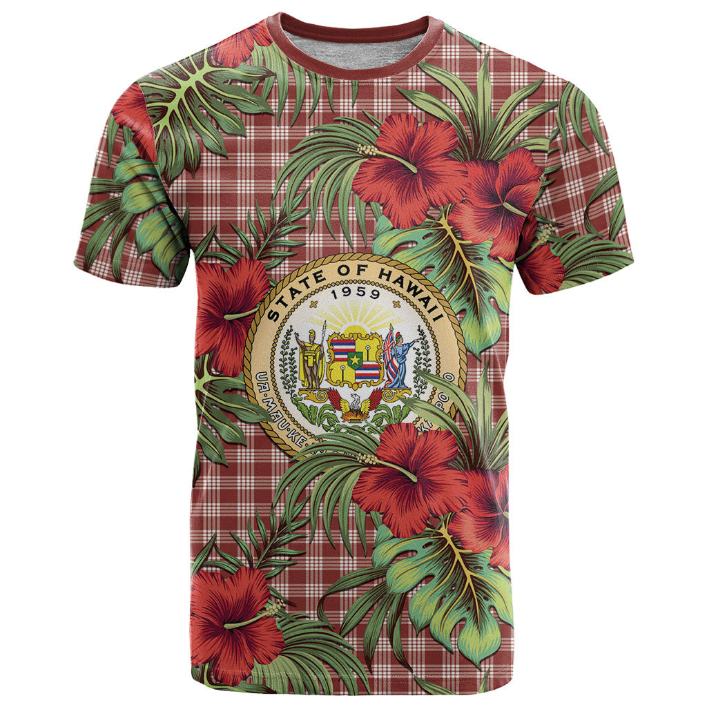 Vintage Hawaii Hibiscus Palaka T Shirt Red Color LT19 Red - Polynesian Pride