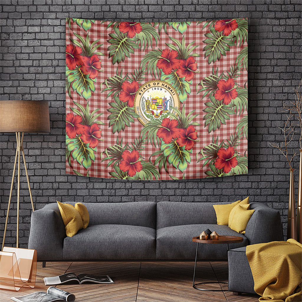 Vintage Hawaii Hibiscus Palaka Tapestry Red Color LT19 Red - Polynesian Pride