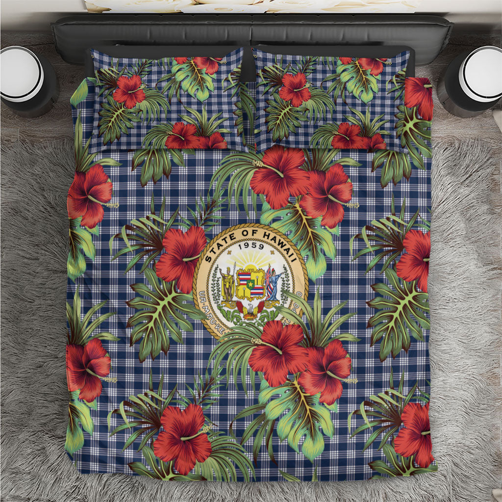 Vintage Hawaii Hibiscus Palaka Bedding Set Navy Color LT19 Navy - Polynesian Pride