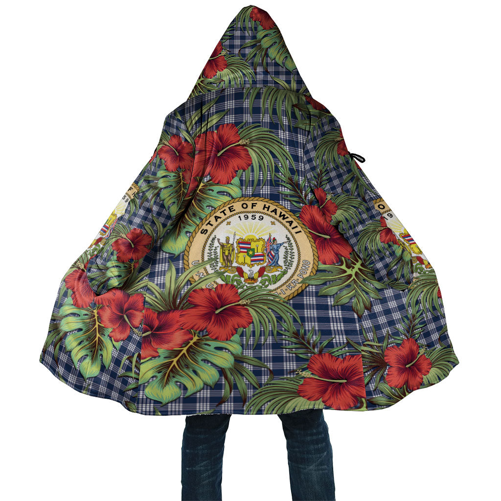 Vintage Hawaii Hibiscus Palaka Cloak Navy Color LT19 Unisex Navy - Polynesian Pride