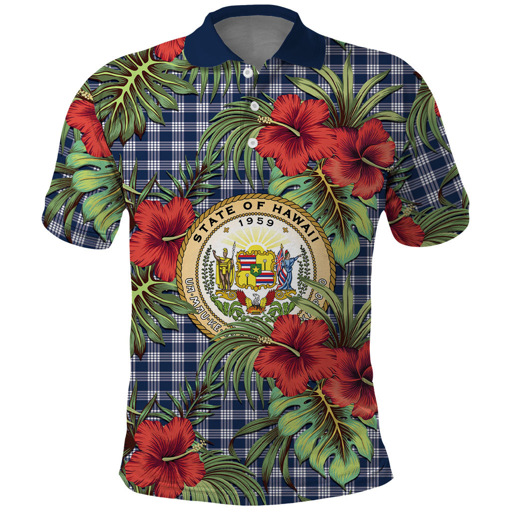 Vintage Hawaii Hibiscus Palaka Polo Shirt Navy Color LT19 Navy - Polynesian Pride