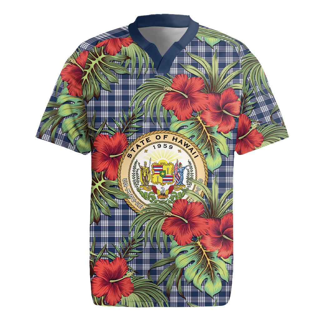 Vintage Hawaii Hibiscus Palaka Rugby Jersey Navy Color LT19 Navy - Polynesian Pride