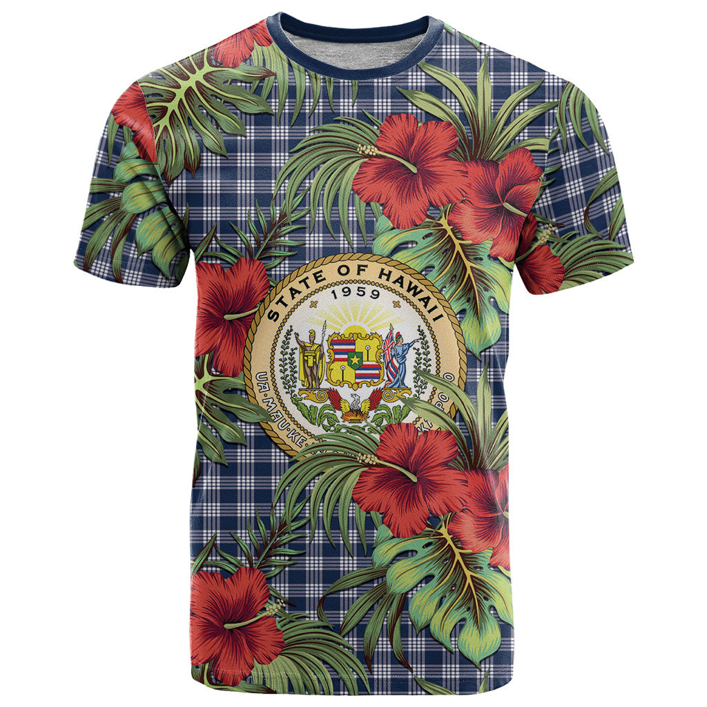Vintage Hawaii Hibiscus Palaka T Shirt Navy Color LT19 Navy - Polynesian Pride