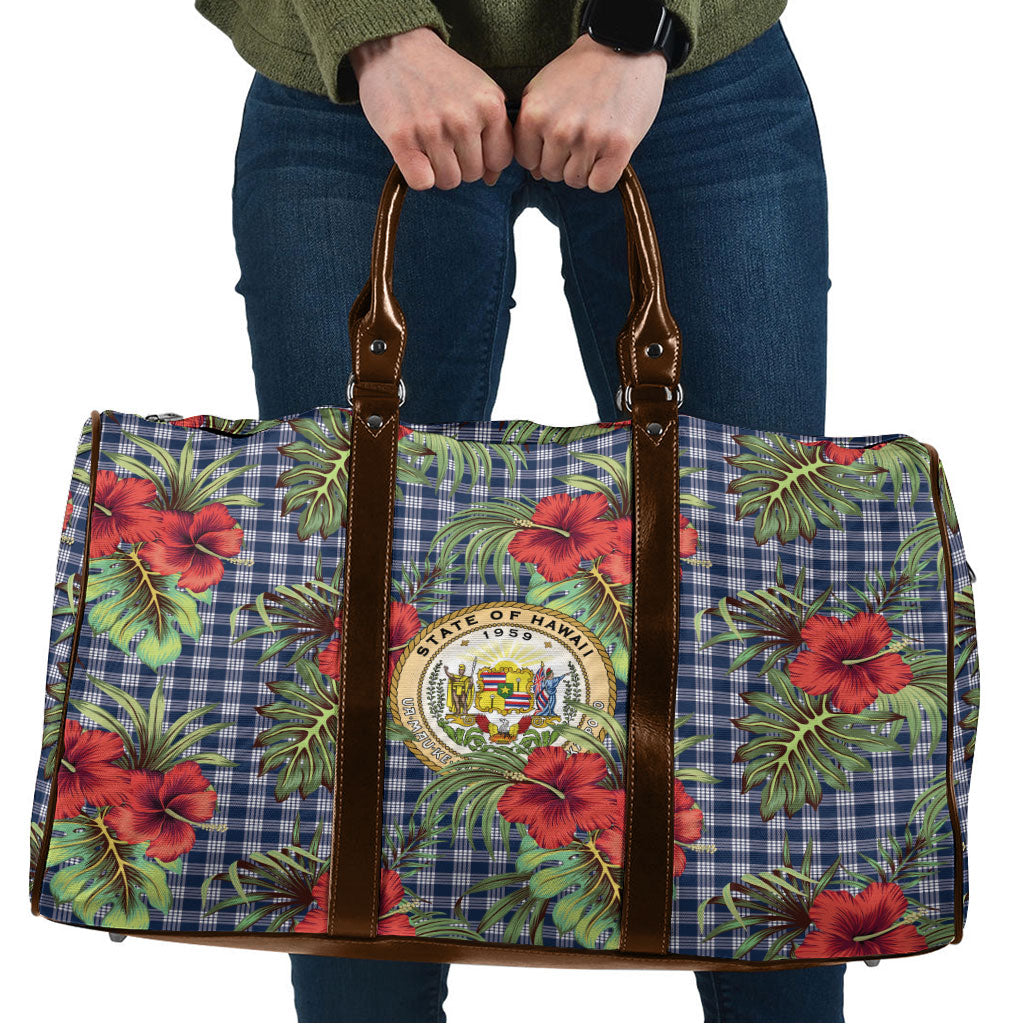 Vintage Hawaii Hibiscus Palaka Travel Bag Navy Color