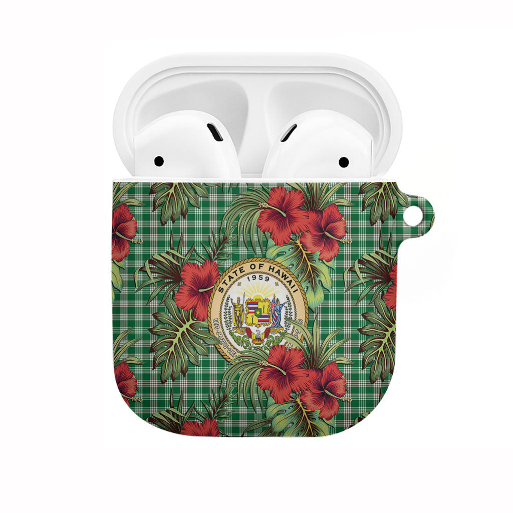 Vintage Hawaii Hibiscus Palaka AirPods Case Green Color