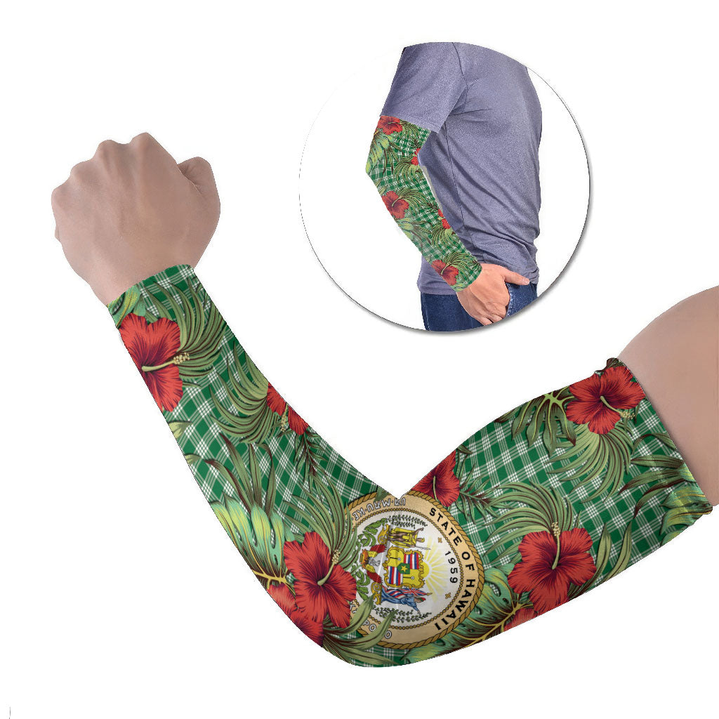Vintage Hawaii Hibiscus Palaka Arm Sleeves Green Color LT19 Set of 2 Green - Polynesian Pride