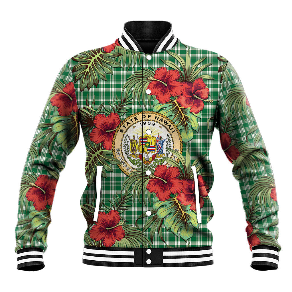 Vintage Hawaii Hibiscus Palaka Baseball Jacket Green Color LT19 Unisex Green - Polynesian Pride