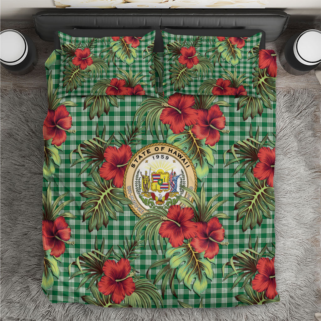 Vintage Hawaii Hibiscus Palaka Bedding Set Green Color LT19 Green - Polynesian Pride