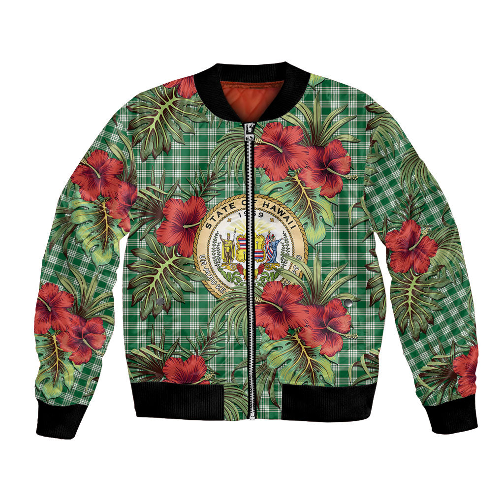 Vintage Hawaii Hibiscus Palaka Bomber Jacket Green Color LT19 Unisex Green - Polynesian Pride