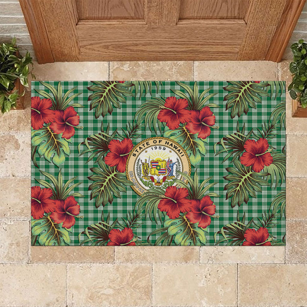Vintage Hawaii Hibiscus Palaka Rubber Doormat Green Color LT19 Green - Polynesian Pride