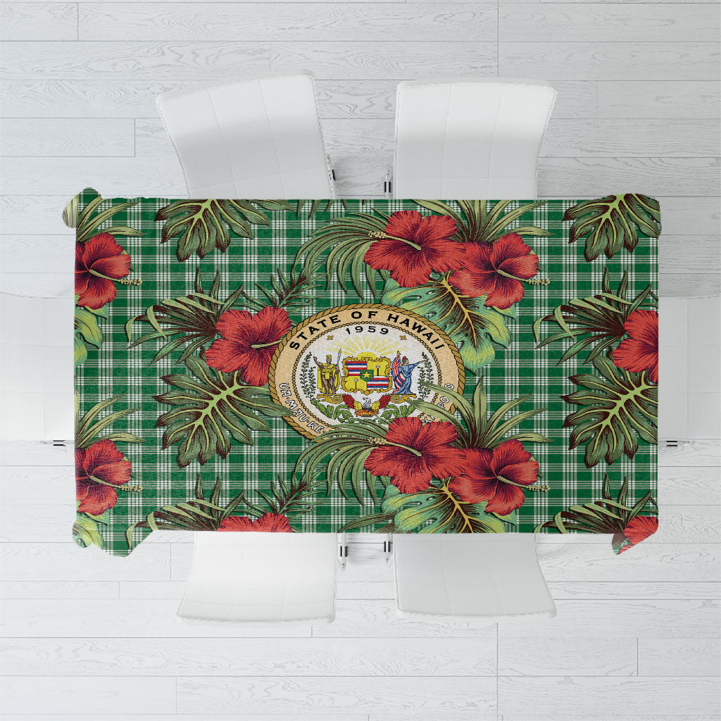 Vintage Hawaii Hibiscus Palaka Tablecloth Green Color LT19 Green - Polynesian Pride