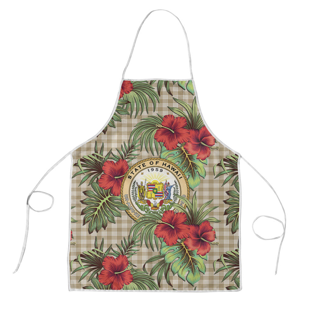 Vintage Hawaii Hibiscus Palaka Apron Khaki Color LT19 Khaki - Polynesian Pride