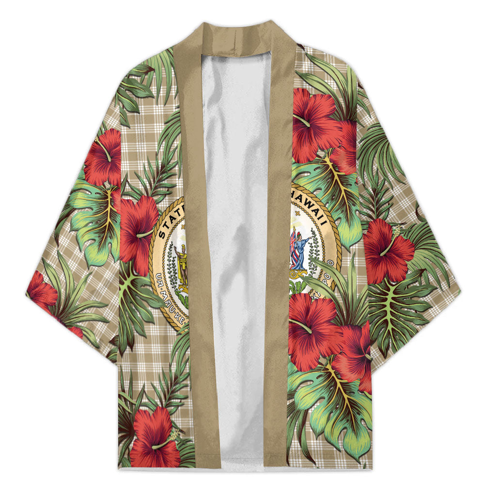 Vintage Hawaii Hibiscus Palaka Kimono Khaki Color LT19 Unisex Khaki - Polynesian Pride