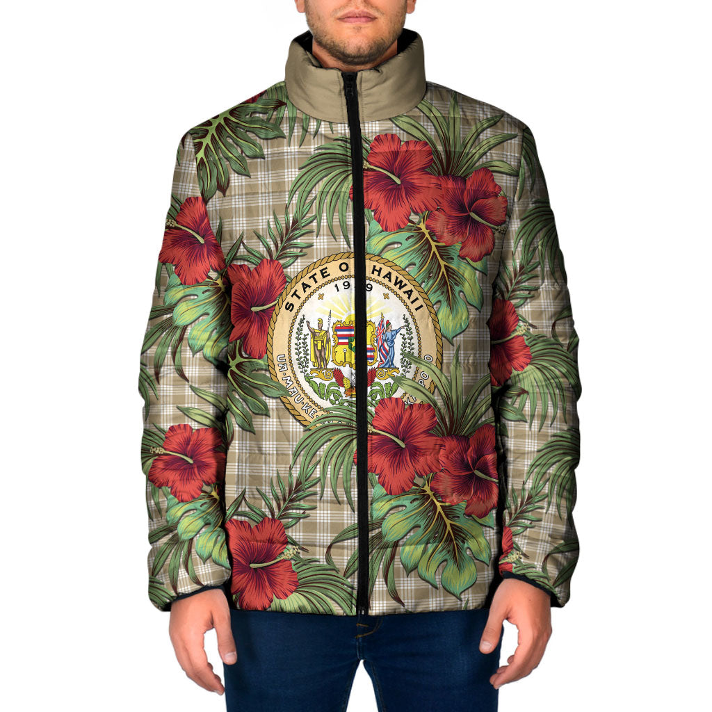 Vintage Hawaii Hibiscus Palaka Padded Jacket Khaki Color LT19 Men Khaki - Polynesian Pride