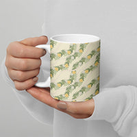 Hawaiian Pikake Maile Lei Ceramic Mug Tiare Hibiscus Kalo Palapalai Leaf Beige LT19 - Polynesian Pride