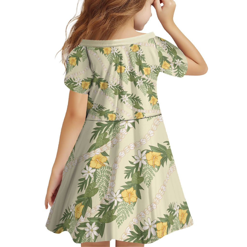 Hawaiian Pikake Maile Lei Family Matching Long Sleeve Bodycon Dress and Hawaiian Shirt Tiare Hibiscus Kalo Palapalai Leaf Beige LT19 - Polynesian Pride