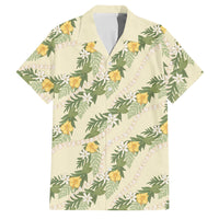 Hawaiian Pikake Maile Lei Family Matching Long Sleeve Bodycon Dress and Hawaiian Shirt Tiare Hibiscus Kalo Palapalai Leaf Beige LT19 Dad's Shirt - Short Sleeve Beige - Polynesian Pride