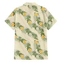 Hawaiian Pikake Maile Lei Family Matching Tank Maxi Dress and Hawaiian Shirt Tiare Hibiscus Kalo Palapalai Leaf Beige LT19 - Polynesian Pride