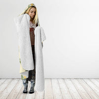 Hawaiian Pikake Maile Lei Hooded Blanket Tiare Hibiscus Kalo Palapalai Leaf Beige LT19 - Polynesian Pride
