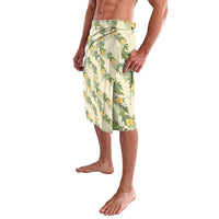 Hawaiian Pikake Maile Lei Lavalava Tiare Hibiscus Kalo Palapalai Leaf Beige LT19 - Polynesian Pride