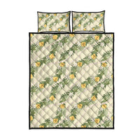 Hawaiian Pikake Maile Lei Quilt Bed Set Tiare Hibiscus Kalo Palapalai Leaf Beige LT19 - Polynesian Pride