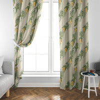 Hawaiian Pikake Maile Lei Window Curtain Tiare Hibiscus Kalo Palapalai Leaf Beige LT19 - Polynesian Pride