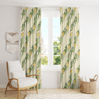 Hawaiian Pikake Maile Lei Window Curtain Tiare Hibiscus Kalo Palapalai Leaf Beige LT19 - Polynesian Pride