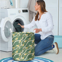 Hawaiian Pikake Maile Lei Laundry Basket Tiare Hibiscus Kalo Palapalai Leaf Green LT19 - Polynesian Pride