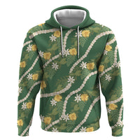 Hawaiian Pikake Maile Lei Hoodie Tiare Hibiscus Kalo Palapalai Leaf Green LT19 Pullover Hoodie Green - Polynesian Pride