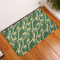 Hawaiian Pikake Maile Lei Rubber Doormat Tiare Hibiscus Kalo Palapalai Leaf Green LT19 - Polynesian Pride