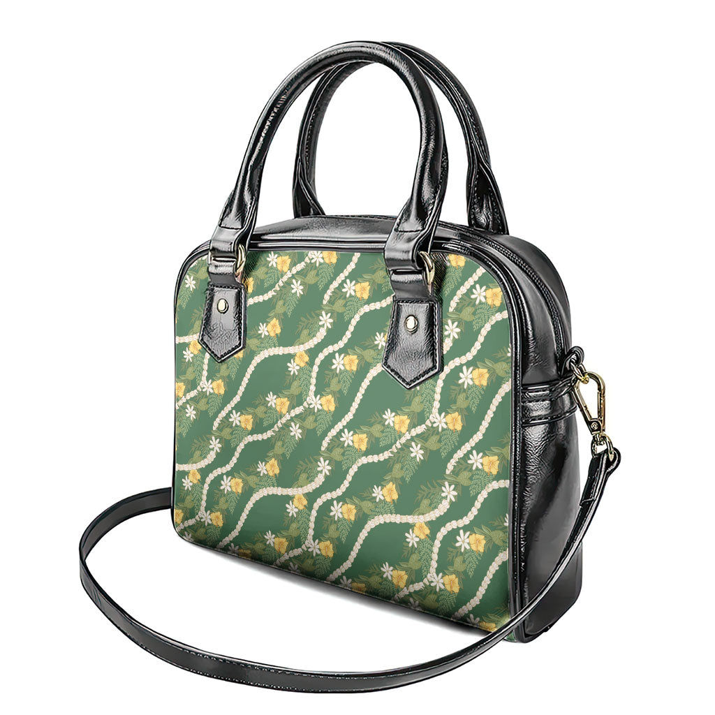 Hawaiian Pikake Maile Lei Shoulder Handbag Tiare Hibiscus Kalo Palapalai Leaf Green LT19 - Polynesian Pride