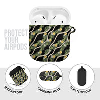 Hawaiian Pikake Maile Lei AirPods Case Tiare Hibiscus Kalo Palapalai Leaf Black LT19 - Polynesian Pride