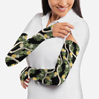 Hawaiian Pikake Maile Lei Arm Sleeves Tiare Hibiscus Kalo Palapalai Leaf Black LT19 - Polynesian Pride
