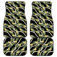 Hawaiian Pikake Maile Lei Car Mats Tiare Hibiscus Kalo Palapalai Leaf Black
