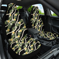 Hawaiian Pikake Maile Lei Car Seat Cover Tiare Hibiscus Kalo Palapalai Leaf Black LT19 One Size Black - Polynesian Pride