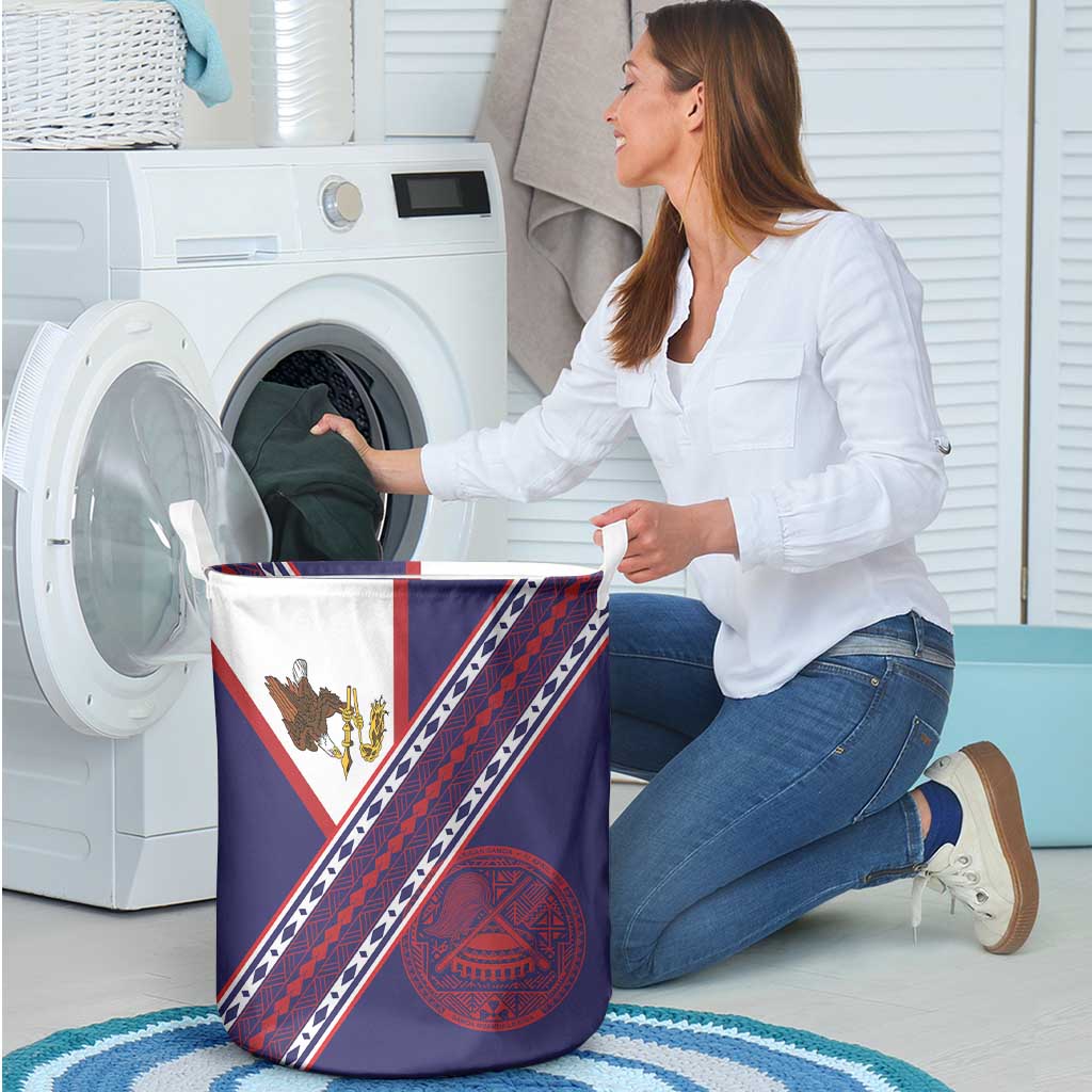 American Samoa Flag Day Laundry Basket Polynesian Tribal Tattoo Eagle Art LT19 - Polynesian Pride