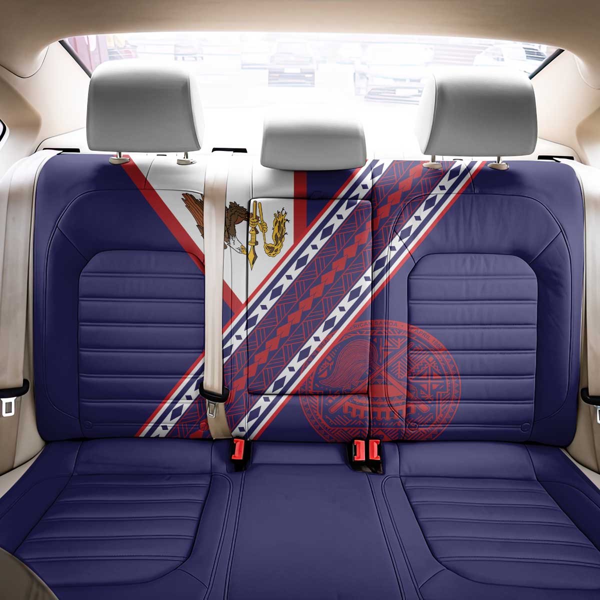 American Samoa Flag Day Back Car Seat Cover Polynesian Tribal Tattoo Eagle Art LT19 - Polynesian Pride
