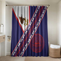 American Samoa Flag Day Bathroom Set Polynesian Tribal Tattoo Eagle Art LT19 Shower Curtain Only Navy - Polynesian Pride