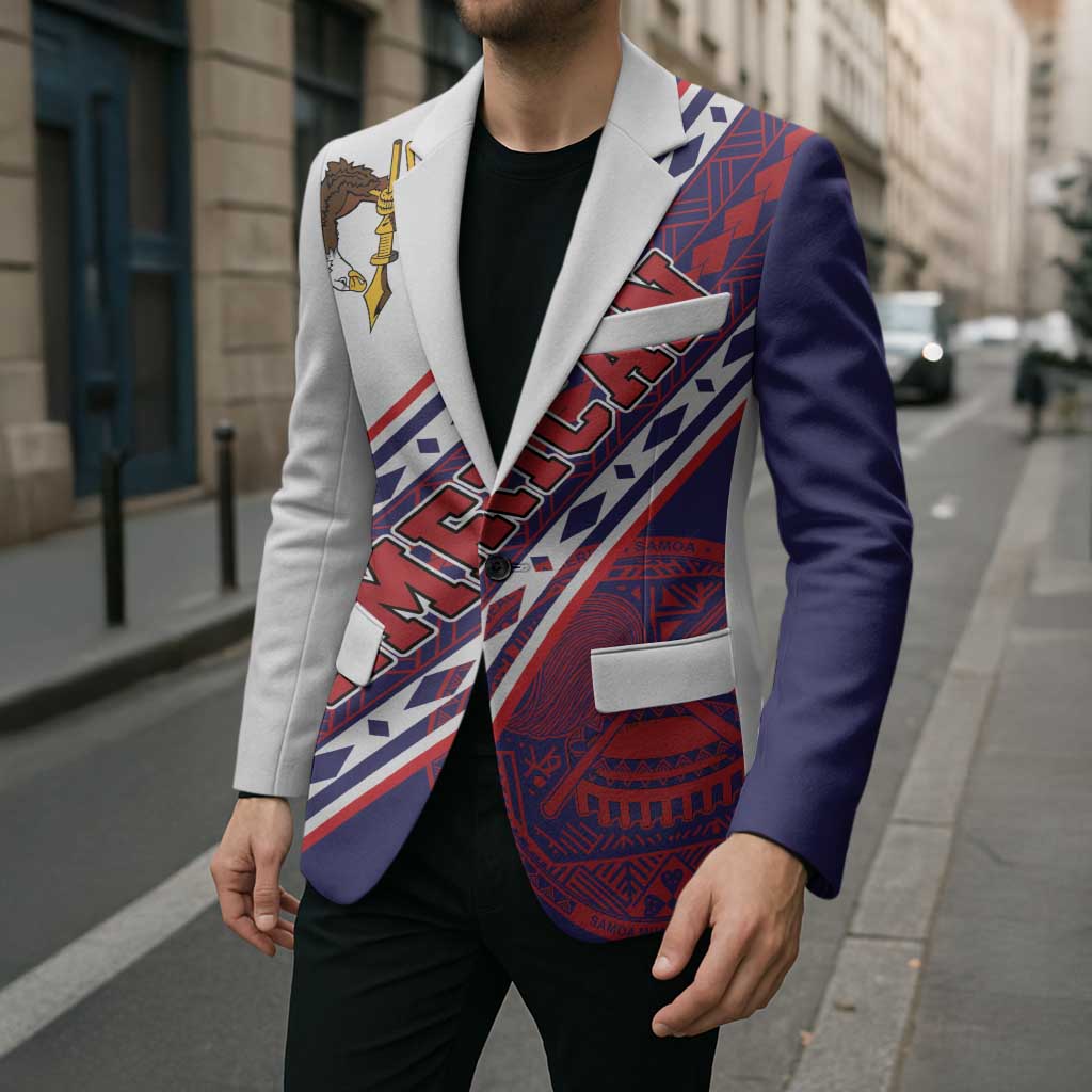 American Samoa Flag Day Blazer Polynesian Tribal Tattoo Eagle Art LT19 - Polynesian Pride