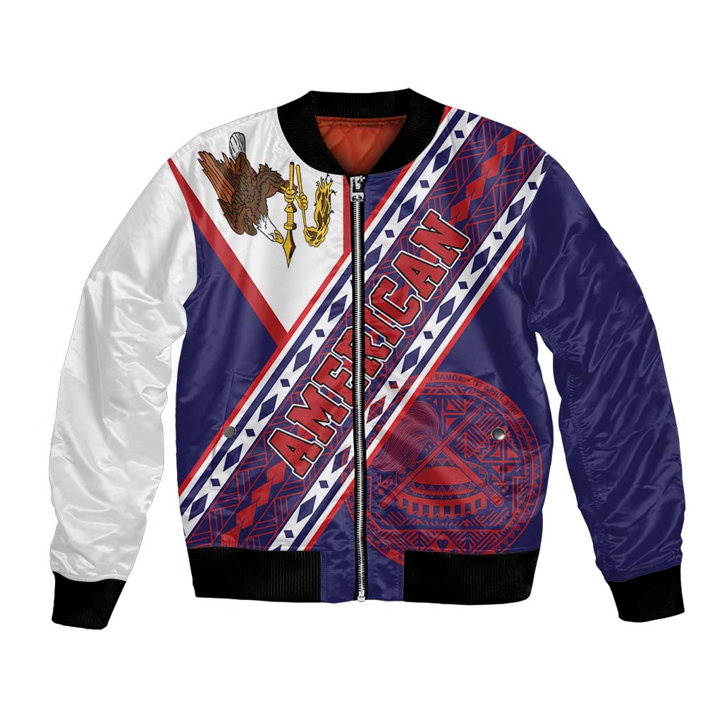 American Samoa Flag Day Bomber Jacket Polynesian Tribal Tattoo Eagle Art LT19 Unisex Navy - Polynesian Pride