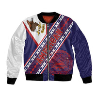 American Samoa Flag Day Bomber Jacket Polynesian Tribal Tattoo Eagle Art LT19 Unisex Navy - Polynesian Pride