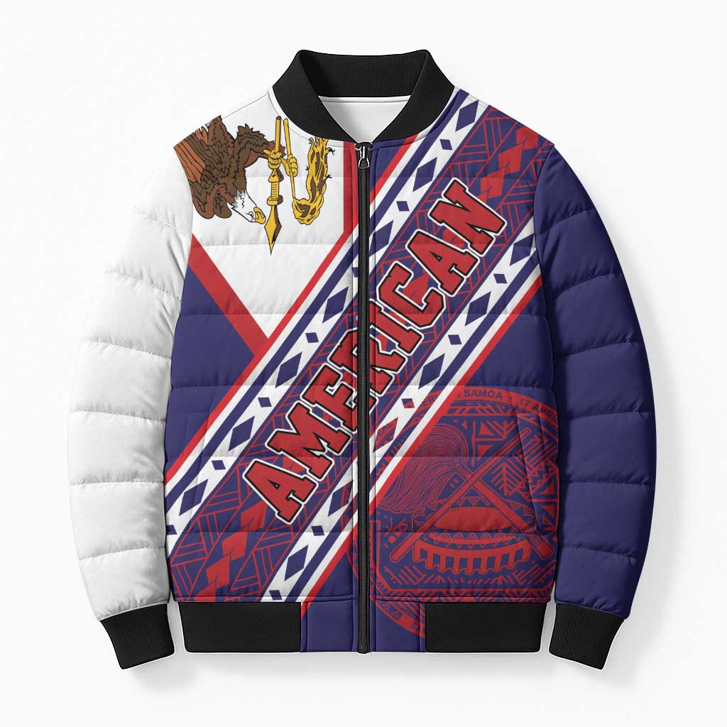 American Samoa Flag Day Bomber Puffer Jacket Polynesian Tribal Tattoo Eagle Art LT19 Unisex Navy - Polynesian Pride