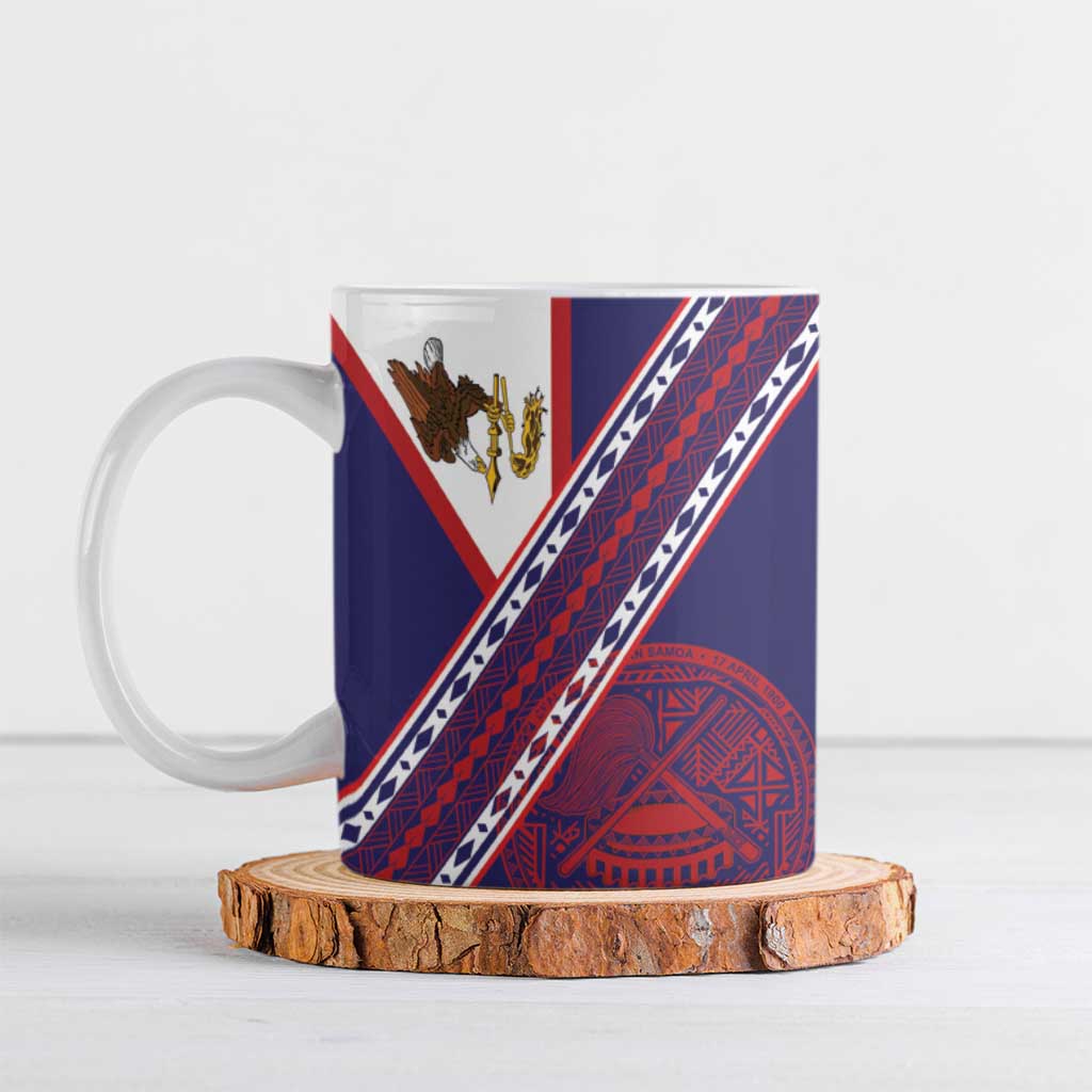 American Samoa Flag Day Ceramic Mug Polynesian Tribal Tattoo Eagle Art LT19 Navy - Polynesian Pride