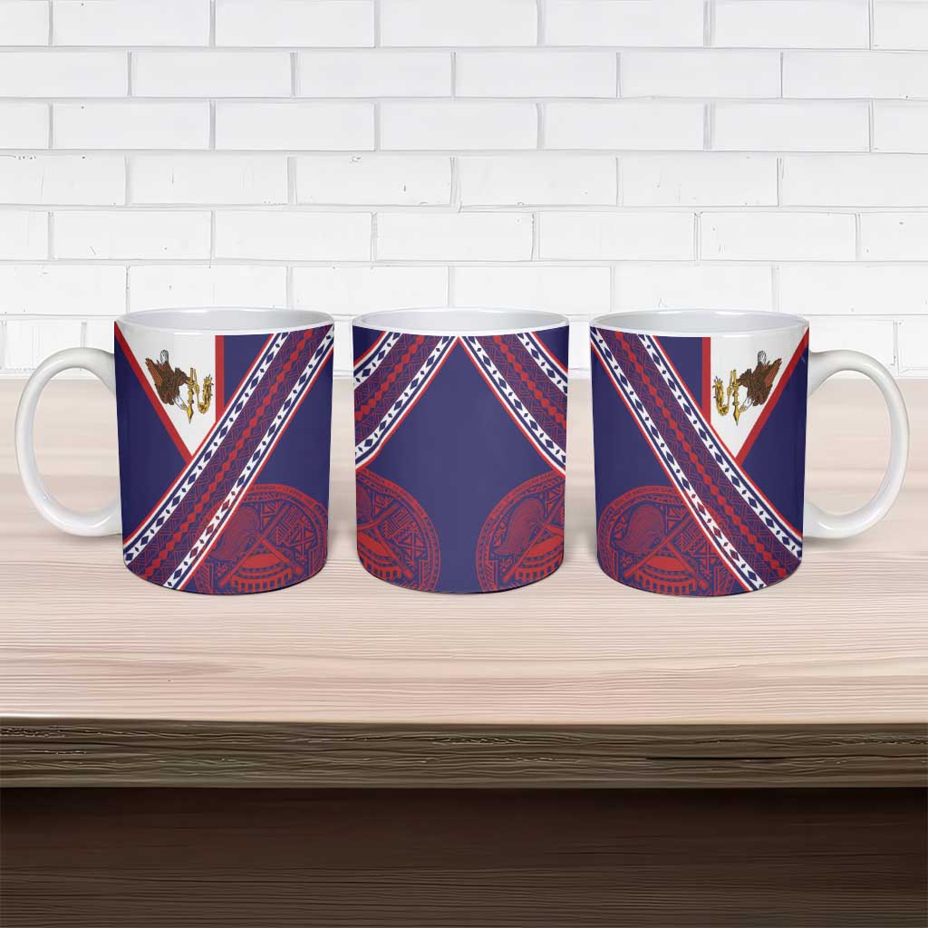 American Samoa Flag Day Ceramic Mug Polynesian Tribal Tattoo Eagle Art LT19 - Polynesian Pride