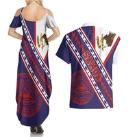 American Samoa Flag Day Couples Matching Summer Maxi Dress and Hawaiian Shirt Polynesian Tribal Tattoo Eagle Art LT19 - Polynesian Pride