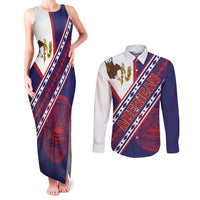 American Samoa Flag Day Couples Matching Tank Maxi Dress and Long Sleeve Button Shirt Polynesian Tribal Tattoo Eagle Art LT19 Navy - Polynesian Pride